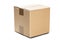 Cardboard box for post service on isolated white background. Parcel with empty space for your text. Pattern for delivery or post s