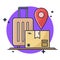 cardboard box, suitcase location transfer