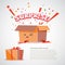 cardboard box with surprise text design. character design - vector