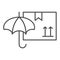 Cardboard box and umbrella thin line icon, Logistic and delivery symbol, Keep dry packaging vector sign on white