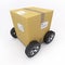 Cardboard box on wheels