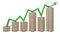 Cardboard boxes and green line like a chart