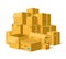 Cardboard boxes pile. Storage delivery cardboard boxes stack, pile of postal parcel package, carton sealed boxes vector