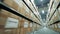 Cardboard boxes stacked on the warehouse shelves