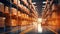 Cardboard boxes in a warehouse fulfillment center, a snapshot of e-commerce, shipping, automation and products