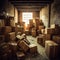 Cardboard boxes in warehouse ready for transportation