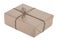 Cardboard carton wrapped with brown paper and tied with string