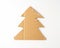 Cardboard Christmas Tree, Fir Made of Carton Piece, Ripped Kraft Paper, Brown Wrapping Vintage Paper