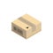 Cardboard corrugated box. Isometric vector illustration isolated on white background.