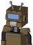 Cardboard Droid With Cube Head And Teeth Mouth And Large Blue Visor Eye And Double Antenna