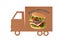 Cardboard food truck concept on white background