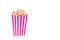 cardboard glass pink with popcorn on a white transparent background