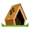 Cardboard house building. Kids game home. New house, real estate concept. Box building for kids playing. Big toy