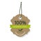 Cardboard label 100% natural. Realistic badge for eco products marketing design.