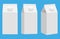 Cardboard package icon. White carton pack template for beverage: juice, milk. Front and side view. Packaging collection. Vector