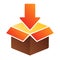 Cardboard packing flat icon. Package color icons in trendy flat style. Box with arrow gradient style design, designed