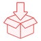 Cardboard packing flat icon. Package red icons in trendy flat style. Box with arrow gradient style design, designed for