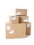 Cardboard parcel boxes on white background.