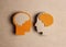 Cardboard profiles with brain symbol on a brown background.. World Multiple Sclerosis Day
