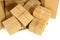 Cardboard shipping box with several brown paper packages or parcels inside