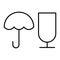 Cardboard symbols thin line icon. Fragile cargo vector illustration isolated on white. Umbrella and glass outline style