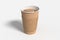 Cardboard take away coffee paper cup mock up with holder on white background