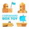 Cardboard Toy Vector. Playground Activity. Box Isolated Flat Cartoon Illustration