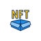 Cardbox with NFT vector colored icon. Non-Fungible Token Cardboard symbol