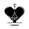 cardiac icon, black vector sign with editable strokes, concept illustration