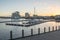 Cardiff bay during sunset in Cardiff, Wales