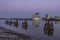 Cardiff Bay, Wales, at sunrise, looking across the calm waters