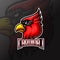 Cardinal bird head mascot e sport logo