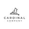 Cardinal Bird Logo Design with line outline monoline art style
