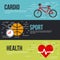 Cardio sport health lettering infographic