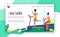 Cardio workout, women running and cycling in gym, people vector illustration