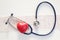 Cardiogram medical stethoscope Heart on white background