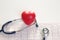 Cardiogram medical stethoscope Heart on white background