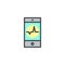 Cardiogram on phone screen filled outline icon