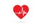 Cardiogram Red Heart Beat Line. Blood Chart Display Emergency Vector on White Background. Health Care and Medical Concept Design