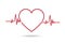 Cardiogram Red Heart Beat Line. Blood Chart Display Emergency Vector on White Background. Health Care and Medical Concept Design