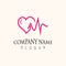 Cardiography heart beat with love logo design inspiration