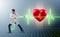 Cardiologist in telemedicine concept with heart beat