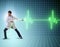 Cardiologist in telemedicine concept with heart beat