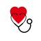 Cardiology concept vector simple icon or logo isolated, stereoscope in a shape of heart sign isolated