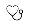 Cardiology concept vector simple icon or logo isolated, stereoscope in a shape of heart sign isolated