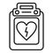 Cardiology defibrillator icon outline vector. Breath cardiac attack