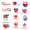 Cardiology medicine clinic vector heart icons