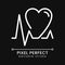 Cardiology pixel perfect white linear icon for dark theme