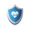 Cardiology Protection Heart Shield Icon Blue Concept