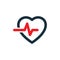 Cardiology wave monitor heart icon black on white background